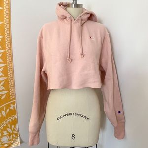 Champion Reverse Weave Womens Blush Crop Hoodie